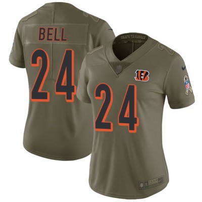 Nike Cincinnati Bengals #24 Vonn Bell Olive Women's Stitched NFL Limited 2017 Salute To Service Jersey